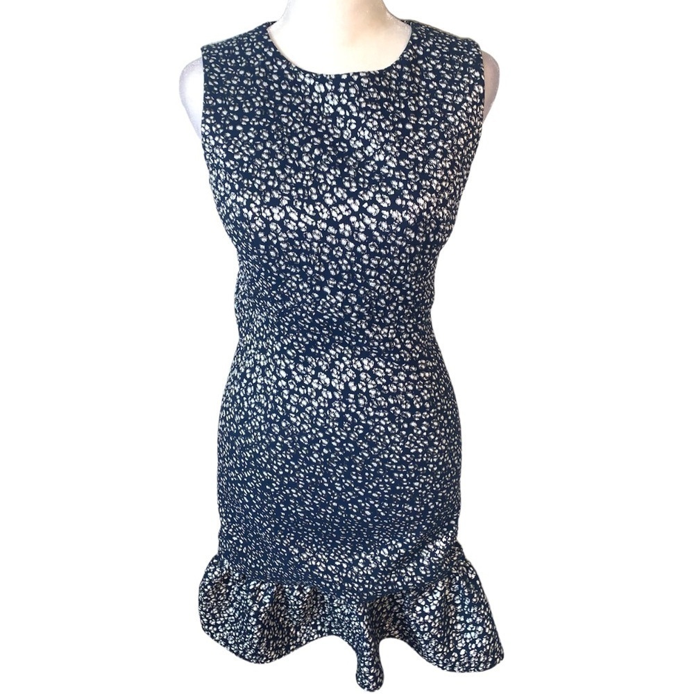 Timo Weiland Animal Print Metallic Sheath Dress with Cut-Outs Size 2